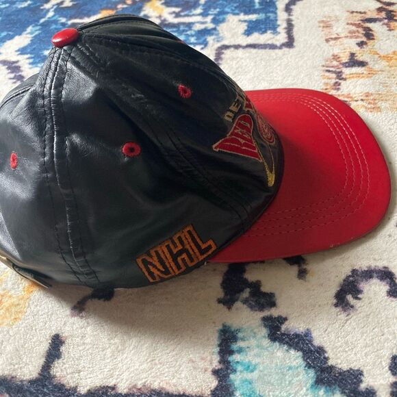Vintage Detroit Red Wings Hat leather Streetwear 90s - Picture 5 of 8